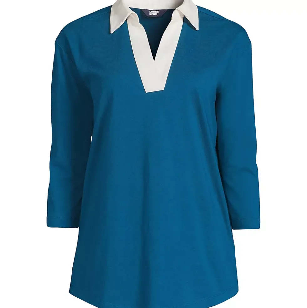 Women's 3/4 Sleeve Super T Collared Popover Tunic