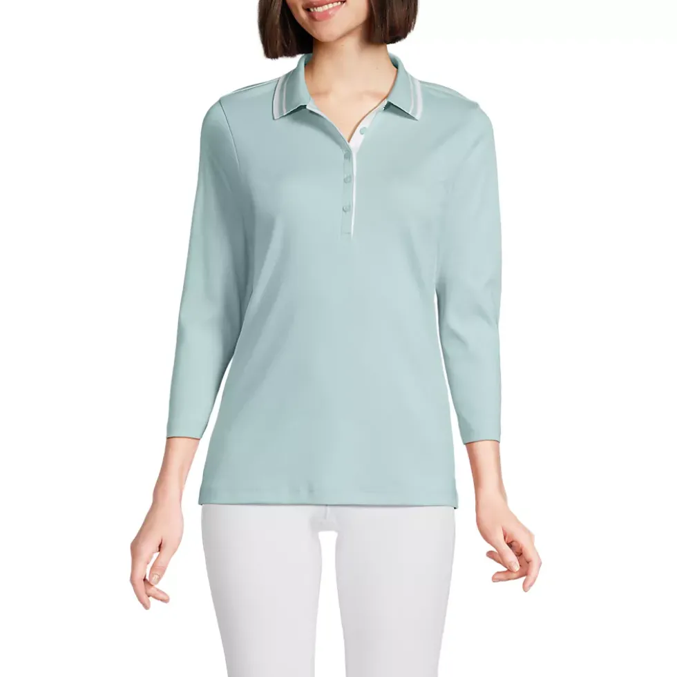 Women's 3/4 Sleeve Supima Cotton Polo Shirt