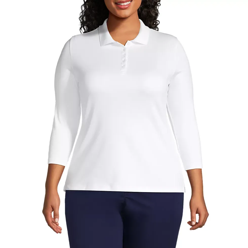 Women's 3/4 Sleeve Supima Cotton Polo Shirt