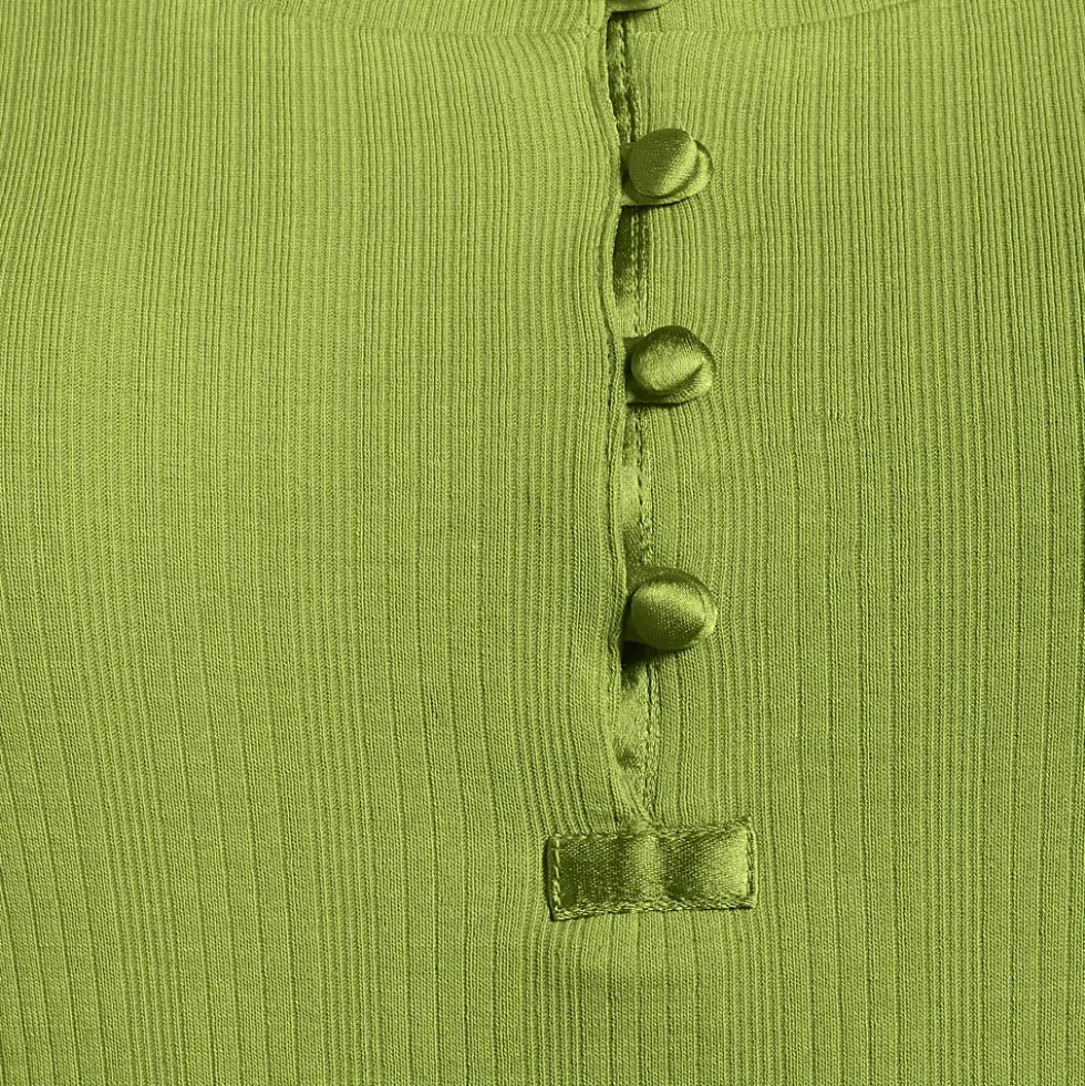 Women's 3/4 Sleeve Variegated Micro Rib Henley