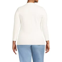 Women's 3/4 Sleeve Variegated Micro Rib Henley