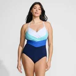 Women's SlenderSuit Pleated Low Leg One Piece Swimsuit