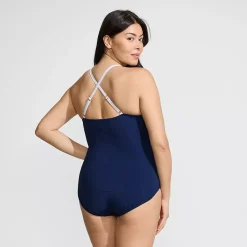 Women's SlenderSuit Pleated Low Leg One Piece Swimsuit
