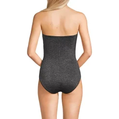 Women's Slender Suit Shine Bandeau Tummy Control High Leg One Piece Swimsuit