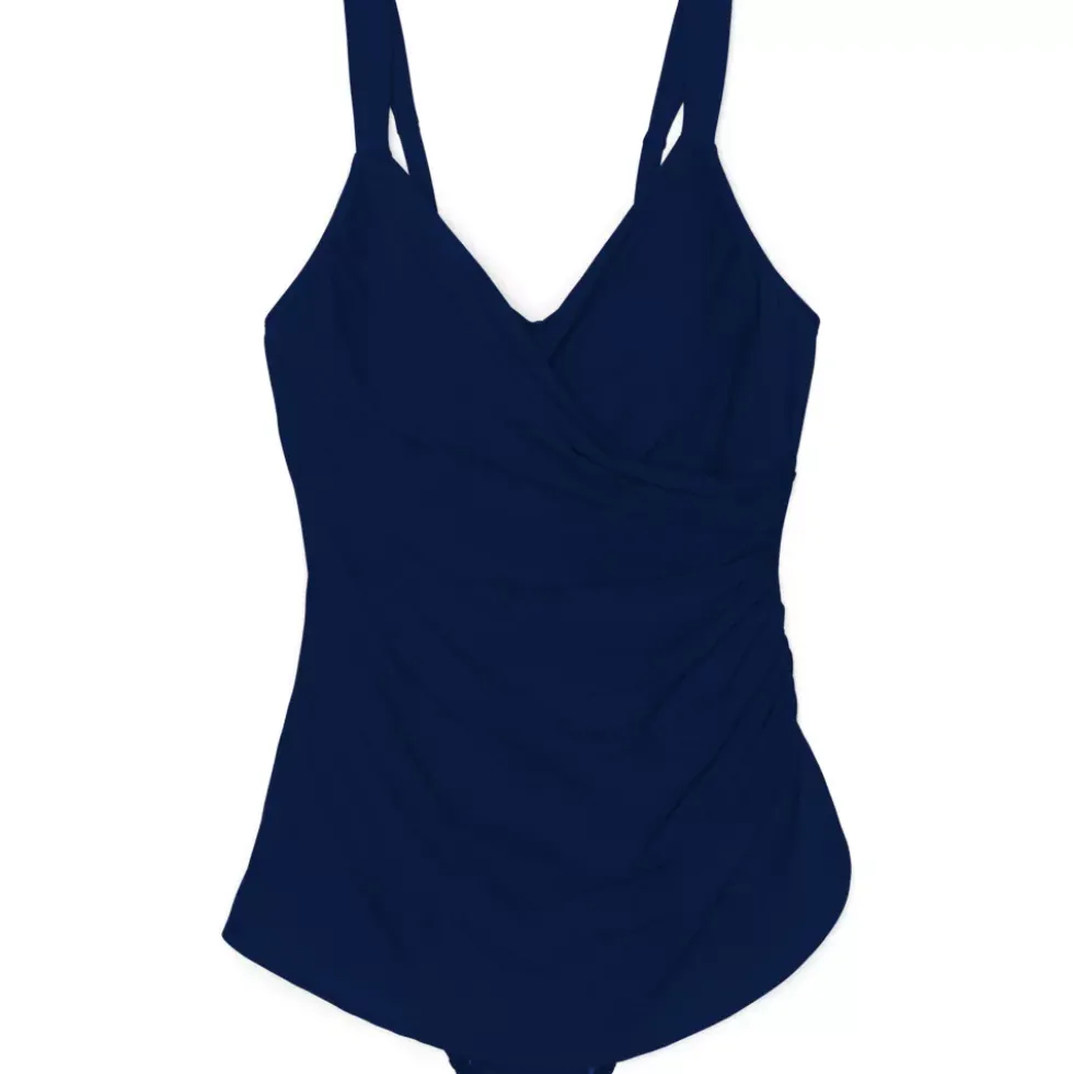 Women's SlenderSuit V-Neck Skirted Low Leg One Piece