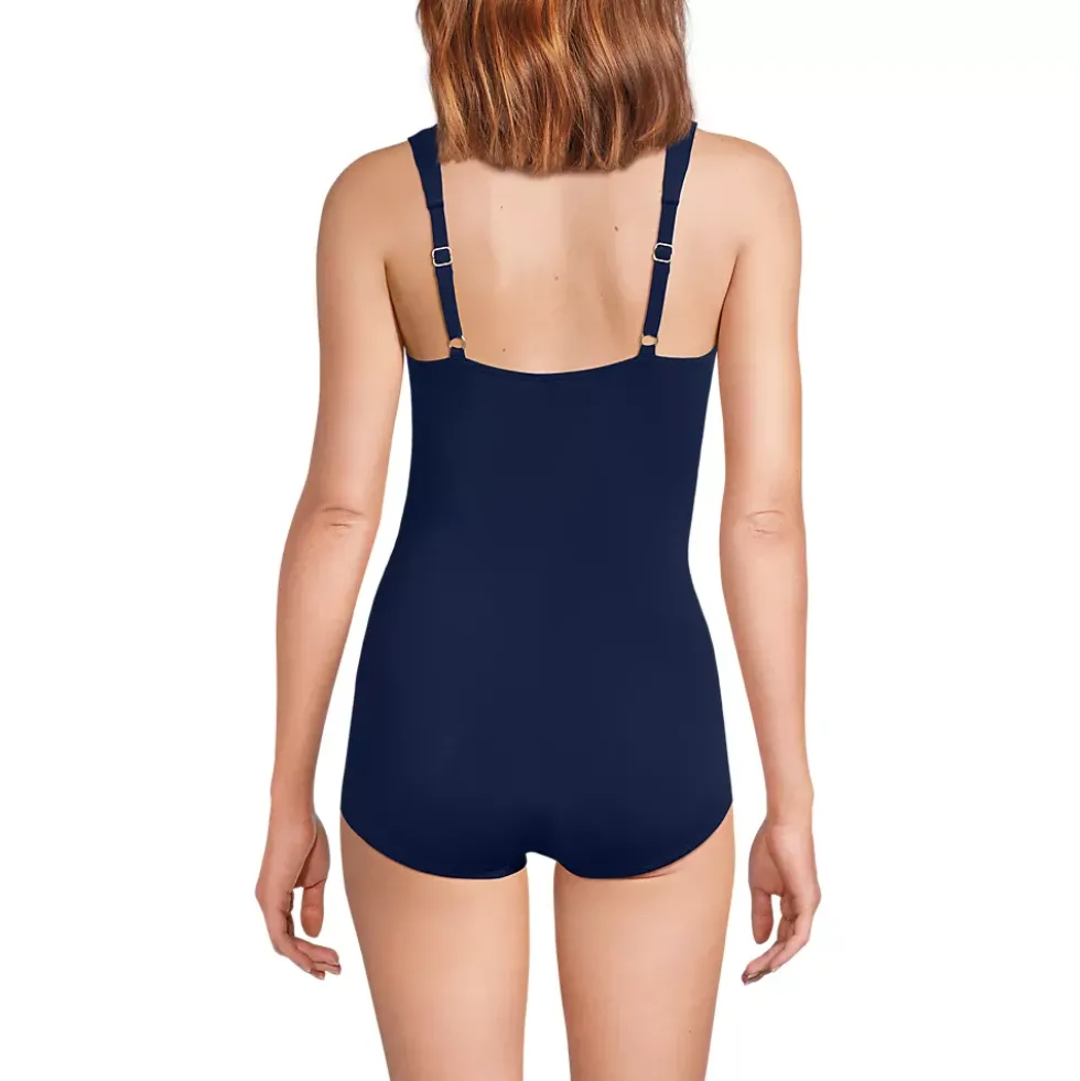 Women's SlenderSuit V-Neck Skirted Low Leg One Piece