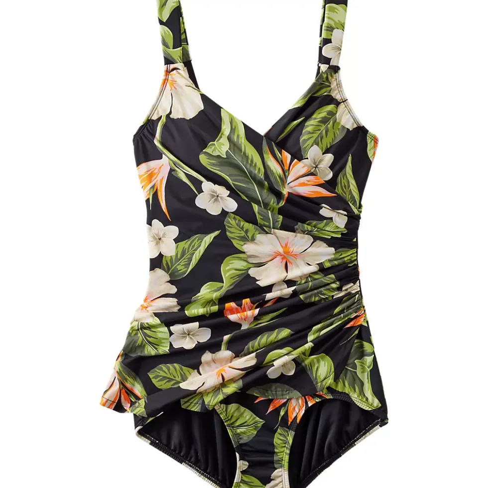 Women's SlenderSuit V-Neck Skirted Low Leg One Piece