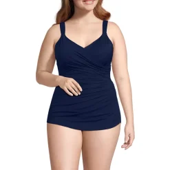 Women's SlenderSuit V-Neck Skirted Low Leg One Piece