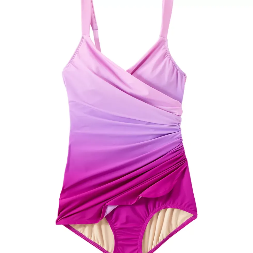 Women's SlenderSuit V-Neck Skirted Low Leg One Piece