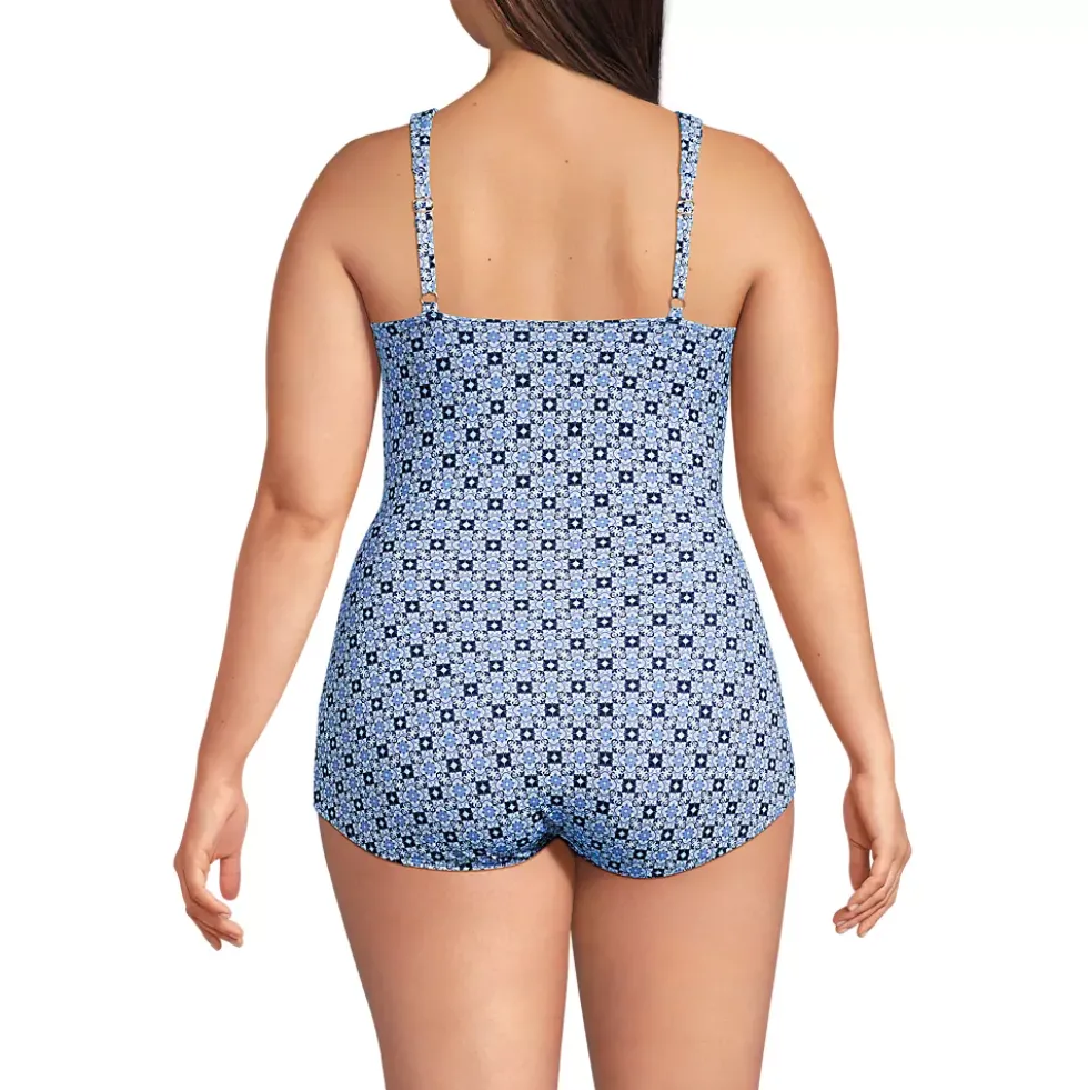 Women's SlenderSuit V-Neck Skirted Low Leg One Piece