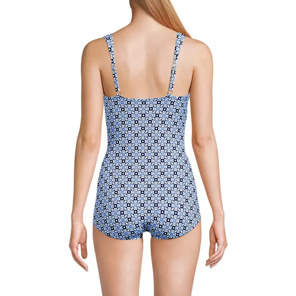 Women's SlenderSuit V-Neck Skirted Low Leg One Piece