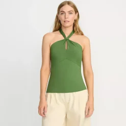 Women's Slender Twist Front Halter Top