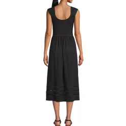 Women's Slub Cap Sleeve Shirred Skirt Midi Dress
