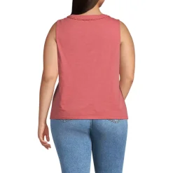 Women's Slub Decorative Trim Tank Top