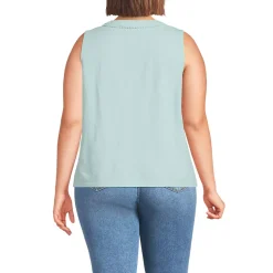 Women's Slub Decorative Trim Tank Top
