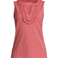 Women's Slub Decorative Trim Tank Top