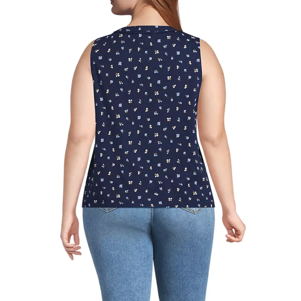 Women's Slub Decorative Trim Tank Top