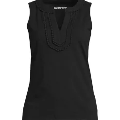 Women's Slub Decorative Trim Tank Top