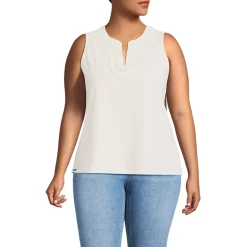 Women's Slub Decorative Trim Tank Top