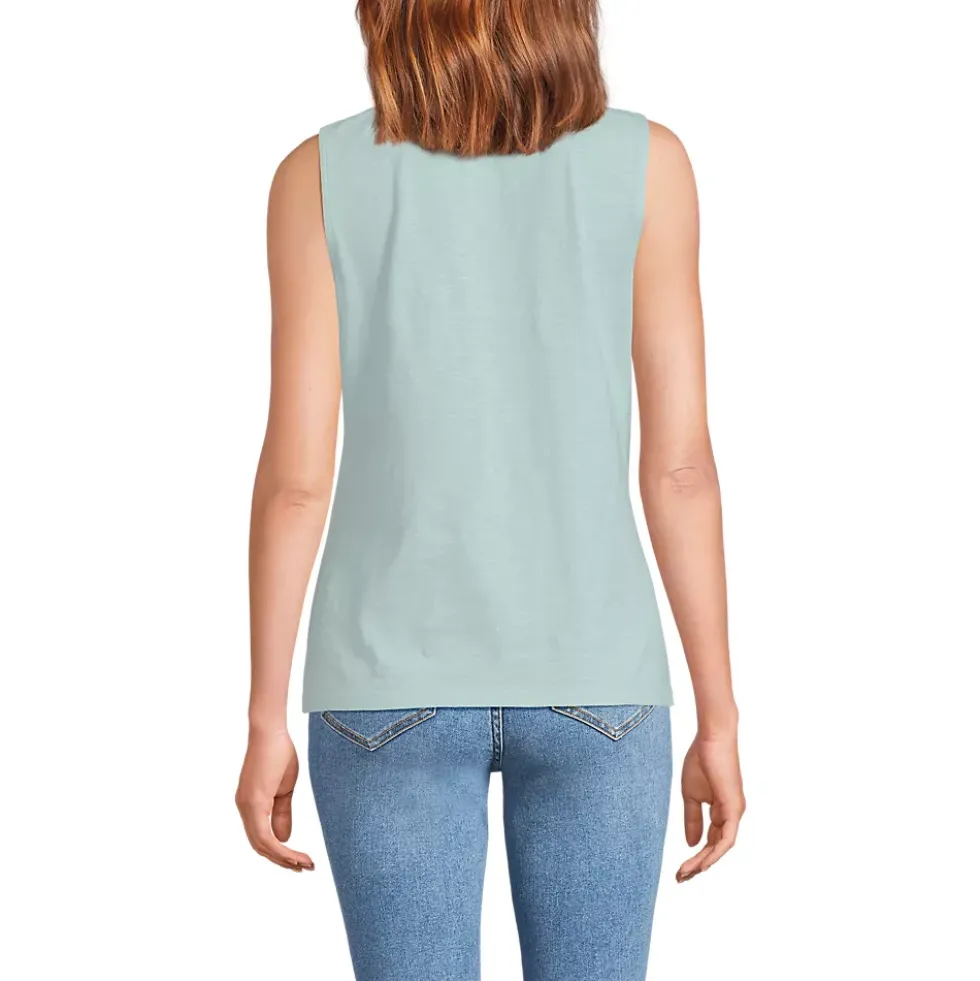 Women's Slub Decorative Trim Tank Top