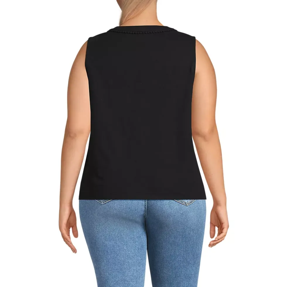 Women's Slub Decorative Trim Tank Top