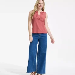 Women's Slub Decorative Trim Tank Top