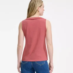 Women's Slub Decorative Trim Tank Top