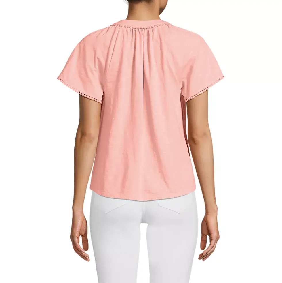Women's Slub Short Sleeve Notch Neck Top