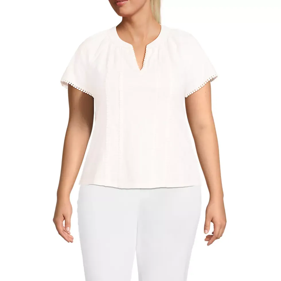Women's Slub Short Sleeve Notch Neck Top
