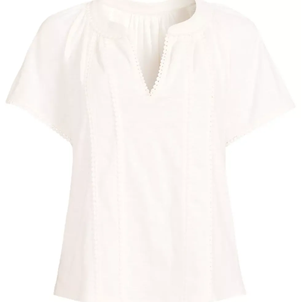 Women's Slub Short Sleeve Notch Neck Top