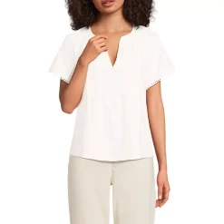 Women's Slub Short Sleeve Notch Neck Top