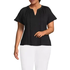 Women's Slub Short Sleeve Notch Neck Top