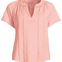 Women's Slub Short Sleeve Notch Neck Top