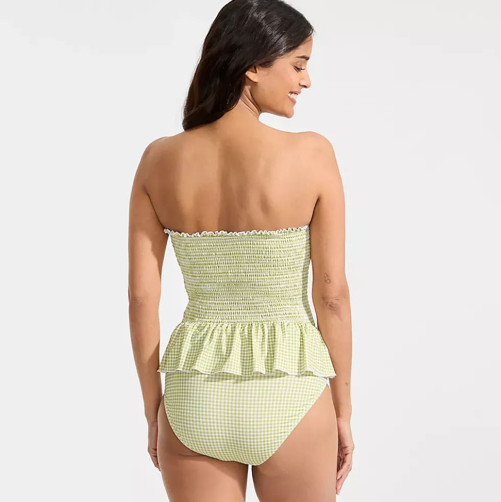 Women's Smocked Bandeau Peplum One Piece Swimsuit