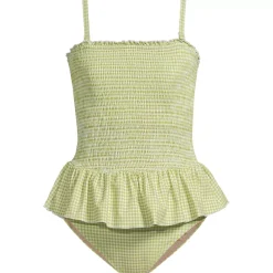 Women's Smocked Bandeau Peplum One Piece Swimsuit