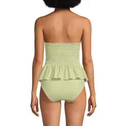 Women's Smocked Bandeau Peplum One Piece Swimsuit