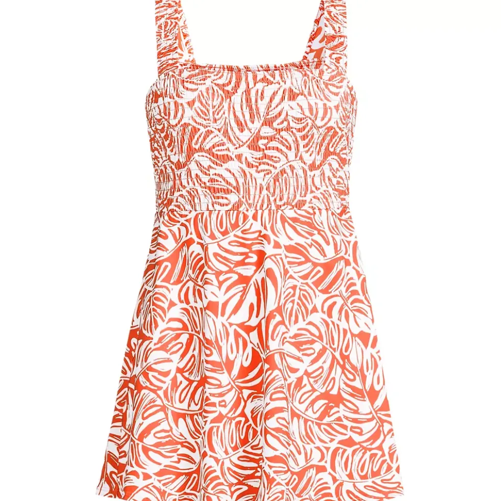 Women's Smocked Swim Dress Swimsuit