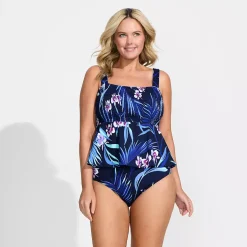 Women's Smocked Tankini Top and High Waisted Bottoms Swimsuit Set
