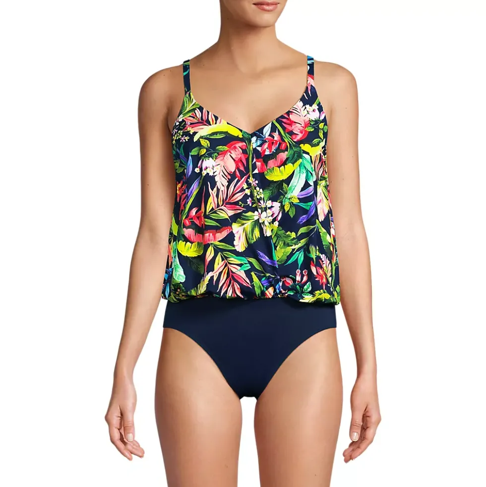 Women's Smoothing Control Blouson Fauxkini One Piece Swimsuit