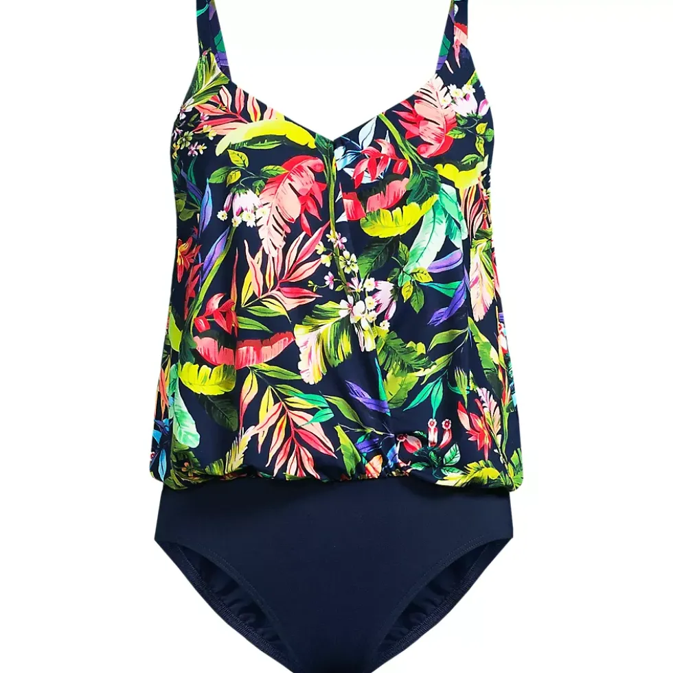 Women's Smoothing Control Blouson Fauxkini One Piece Swimsuit