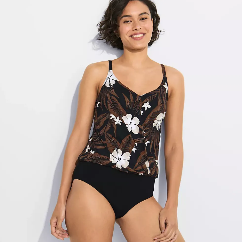 Women's Smoothing Control Blouson Fauxkini One Piece Swimsuit