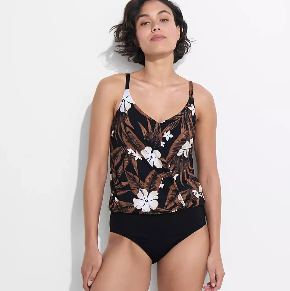 Women's Smoothing Control Blouson Fauxkini One Piece Swimsuit