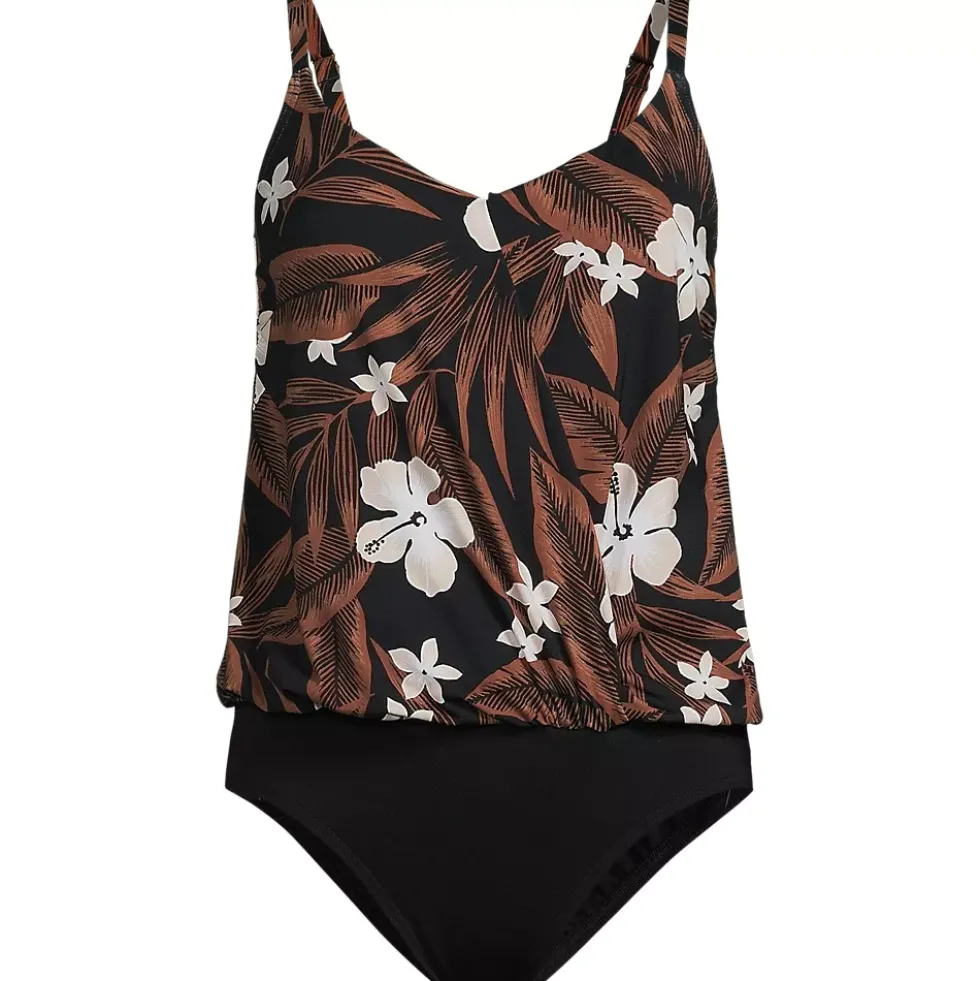 Women's Smoothing Control Blouson Fauxkini One Piece Swimsuit
