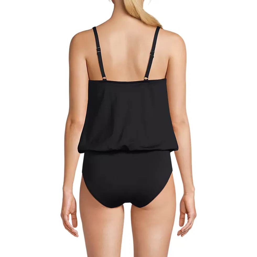 Women's Smoothing Control Blouson Fauxkini One Piece Swimsuit