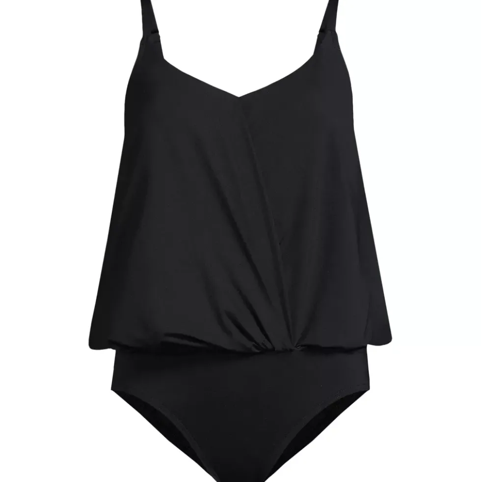 Women's Smoothing Control Blouson Fauxkini One Piece Swimsuit