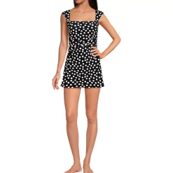Women's Smoothing Square Neck Ruched Swim Dress Swimsuit