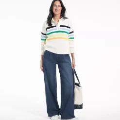 Women's Soft Denim High Rise Pleated Wide Leg Trousers