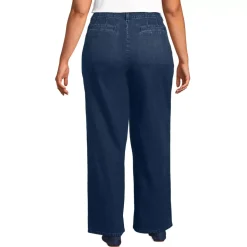 Women's Soft Denim High Rise Pleated Wide Leg Trousers