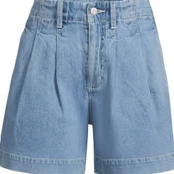 Women's Soft Denim High Rise 7" Pleated Trouser Shorts