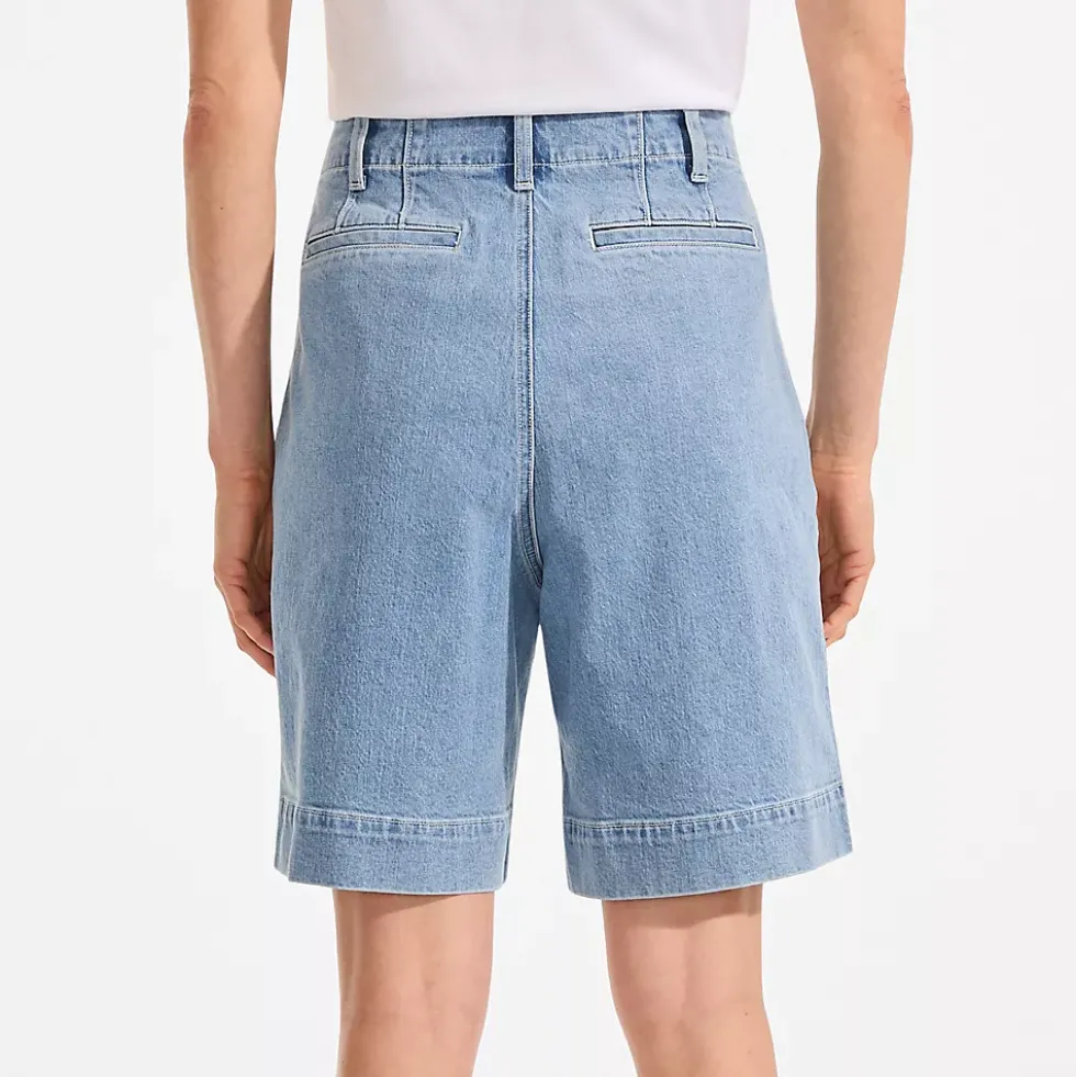 Women's Soft Denim High Rise 7" Pleated Trouser Shorts